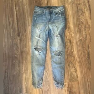Judy Blue Women's High-Waist Button Destroyed Skinny Jeans Sz 7/28